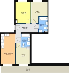 4 pokoje, mieszkanie 70,39 m², parter, oferta nr 109, Krakowskie Tarasy V, Wrocław, Przedmieście Oławskie, Krzyki, ul. Krakowska 88