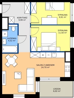 3 pokoje, mieszkanie 60,95 m², piętro 10, oferta nr GAL1.83, Osiedle Gallusa, Katowice, Brynów-Osiedle Zgrzebnioka, Brynów, ul. Józefa Gallusa 10B i 12B