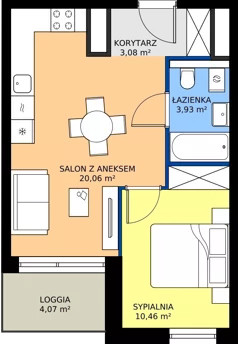 2 pokoje, mieszkanie 37,67 m², piętro 6, oferta nr GAL1.55, Osiedle Gallusa, Katowice, Brynów-Osiedle Zgrzebnioka, Brynów, ul. Józefa Gallusa 10B i 12B