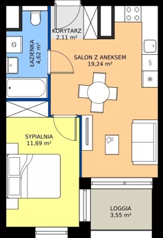 2 pokoje, mieszkanie 37,80 m², piętro 6, oferta nr GAL1.54, Osiedle Gallusa, Katowice, Brynów-Osiedle Zgrzebnioka, Brynów, ul. Józefa Gallusa 10B i 12B