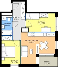 3 pokoje, mieszkanie 54,22 m², piętro 7, oferta nr GAL1.145, Osiedle Gallusa, Katowice, Brynów-Osiedle Zgrzebnioka, Brynów, ul. Józefa Gallusa 10B i 12B