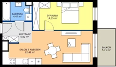 2 pokoje, mieszkanie 46,25 m², piętro 1, oferta nr GAL1.99, Osiedle Gallusa, Katowice, Brynów-Osiedle Zgrzebnioka, Brynów, ul. Józefa Gallusa 10B i 12B