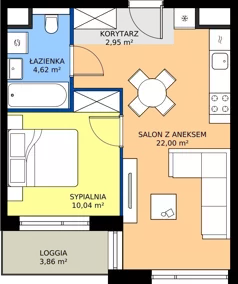 2 pokoje, mieszkanie 39,76 m², piętro 6, oferta nr GAL1.135, Osiedle Gallusa, Katowice, Brynów-Osiedle Zgrzebnioka, Brynów, ul. Józefa Gallusa 10B i 12B