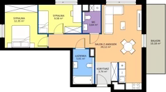 3 pokoje, mieszkanie 64,04 m², piętro 2, oferta nr GAL1.102, Osiedle Gallusa, Katowice, Brynów-Osiedle Zgrzebnioka, Brynów, ul. Józefa Gallusa 10B i 12B