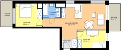 3 pokoje, mieszkanie 59,17 m², piętro 7, oferta nr GAL1.64, Osiedle Gallusa, Katowice, Brynów-Osiedle Zgrzebnioka, Brynów, ul. Józefa Gallusa 10B i 12B