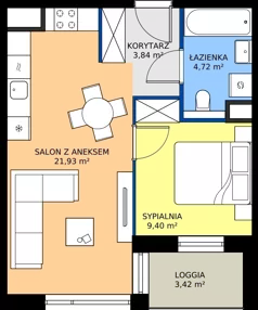 2 pokoje, mieszkanie 40,06 m², piętro 8, oferta nr GAL1.152, Osiedle Gallusa, Katowice, Brynów-Osiedle Zgrzebnioka, Brynów, ul. Józefa Gallusa 10B i 12B