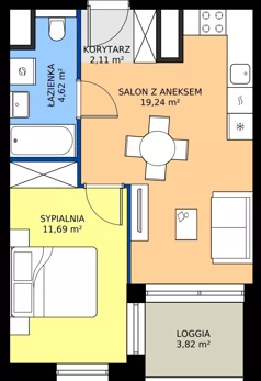 2 pokoje, mieszkanie 37,76 m², piętro 7, oferta nr GAL1.62, Osiedle Gallusa, Katowice, Brynów-Osiedle Zgrzebnioka, Brynów, ul. Józefa Gallusa 10B i 12B