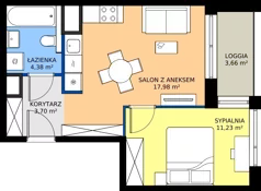 2 pokoje, mieszkanie 37,37 m², piętro 6, oferta nr GAL1.138, Osiedle Gallusa, Katowice, Brynów-Osiedle Zgrzebnioka, Brynów, ul. Józefa Gallusa 10B i 12B