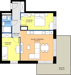 3 pokoje, mieszkanie 56,41 m², parter, oferta nr GAL1.89, Osiedle Gallusa, Katowice, Brynów-Osiedle Zgrzebnioka, Brynów, ul. Józefa Gallusa 10B i 12B