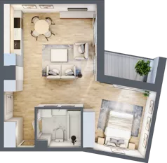 2 pokoje, mieszkanie 42,63 m², piętro 1, oferta nr 55, Okrzei 9, Mińsk Mazowiecki, ul. Stefana Okrzei 9