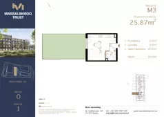 1 pokój, mieszkanie 25,87 m², parter, oferta nr M3, Massalskiego Trust etap II, Kielce, Ślichowice, ul. Massalskiego