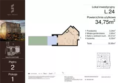 1 pokój, lokal inwestycyjny 34,75 m², piętro 2, oferta nr L.24, Sky Trust III - lokale inwestycyjne, Kielce, Bocianek, al. Solidarności 32 B