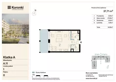 1 pokój, mieszkanie 37,71 m², parter, oferta nr A.11, Koronki Apartamenty Korfantego, Katowice, Wełnowiec-Józefowiec, al. Wojciecha Korfantego 125a