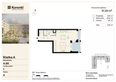 1 pokój, mieszkanie 37,20 m², piętro 1, oferta nr A.26, Koronki Apartamenty Korfantego, Katowice, Wełnowiec-Józefowiec, al. Wojciecha Korfantego 125a
