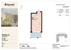 1 pokój, mieszkanie 31,19 m², parter, oferta nr C.02, Koronki Apartamenty Korfantego, Katowice, Wełnowiec-Józefowiec, al. Wojciecha Korfantego 125a