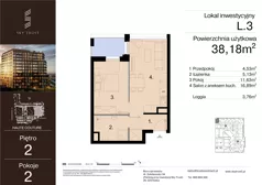 2 pokoje, lokal inwestycyjny 38,18 m², piętro 2, oferta nr L.3, Sky Trust III - lokale inwestycyjne, Kielce, Bocianek, al. Solidarności 32 B