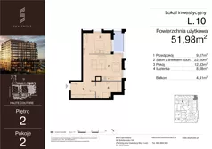 2 pokoje, lokal inwestycyjny 51,98 m², piętro 2, oferta nr L.10, Sky Trust III - lokale inwestycyjne, Kielce, Bocianek, al. Solidarności 32 B