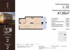 2 pokoje, lokal inwestycyjny 47,06 m², piętro 2, oferta nr L.12, Sky Trust III - lokale inwestycyjne, Kielce, Bocianek, al. Solidarności 32 B