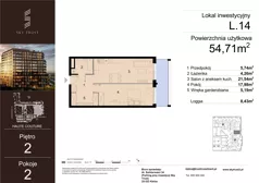 2 pokoje, lokal inwestycyjny 54,71 m², piętro 2, oferta nr L.14, Sky Trust III - lokale inwestycyjne, Kielce, Bocianek, al. Solidarności 32 B
