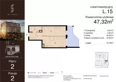 2 pokoje, lokal inwestycyjny 47,32 m², piętro 2, oferta nr L.15, Sky Trust III - lokale inwestycyjne, Kielce, Bocianek, al. Solidarności 32 B