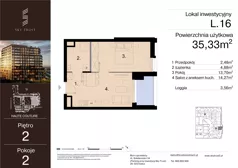 2 pokoje, lokal inwestycyjny 35,33 m², piętro 2, oferta nr L.16, Sky Trust III - lokale inwestycyjne, Kielce, Bocianek, al. Solidarności 32 B