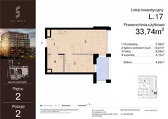 2 pokoje, lokal inwestycyjny 33,74 m², piętro 2, oferta nr L.17, Sky Trust III - lokale inwestycyjne, Kielce, Bocianek, al. Solidarności 32 B