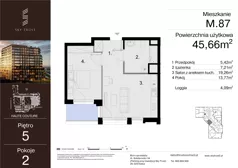 2 pokoje, mieszkanie 45,66 m², piętro 5, oferta nr M.87, Sky Trust III, Kielce, Bocianek, al. Solidarności 32 B