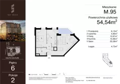2 pokoje, mieszkanie 54,54 m², piętro 6, oferta nr M.95, Sky Trust III, Kielce, Bocianek, al. Solidarności 32 B