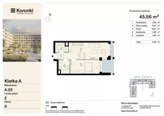 2 pokoje, mieszkanie 45,56 m², parter, oferta nr A.03, Koronki Apartamenty Korfantego, Katowice, Wełnowiec-Józefowiec, al. Wojciecha Korfantego 125a