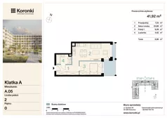 2 pokoje, mieszkanie 41,92 m², parter, oferta nr A.05, Koronki Apartamenty Korfantego, Katowice, Wełnowiec-Józefowiec, al. Wojciecha Korfantego 125a