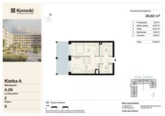 2 pokoje, mieszkanie 39,82 m², parter, oferta nr A.09, Koronki Apartamenty Korfantego, Katowice, Wełnowiec-Józefowiec, al. Wojciecha Korfantego 125a