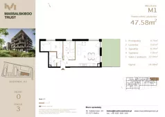 3 pokoje, mieszkanie 47,58 m², parter, oferta nr M1, Massalskiego Trust, Kielce, Ślichowice, ul. Massalskiego