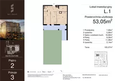 3 pokoje, lokal inwestycyjny 53,05 m², piętro 2, oferta nr L.1, Sky Trust III - lokale inwestycyjne, Kielce, Bocianek, al. Solidarności 32 B