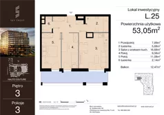 3 pokoje, lokal inwestycyjny 53,05 m², piętro 3, oferta nr L.25, Sky Trust III - lokale inwestycyjne, Kielce, Bocianek, al. Solidarności 32 B