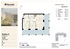 3 pokoje, mieszkanie 49,74 m², parter, oferta nr A.06, Koronki Apartamenty Korfantego, Katowice, Wełnowiec-Józefowiec, al. Wojciecha Korfantego 125a