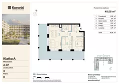 3 pokoje, mieszkanie 48,58 m², parter, oferta nr A.07, Koronki Apartamenty Korfantego, Katowice, Wełnowiec-Józefowiec, al. Wojciecha Korfantego 125a