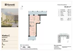 3 pokoje, mieszkanie 60,62 m², piętro 2, oferta nr C.14, Koronki Apartamenty Korfantego, Katowice, Wełnowiec-Józefowiec, al. Wojciecha Korfantego 125a
