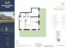 4 pokoje, mieszkanie 68,28 m², parter, oferta nr M1, Massalskiego Trust etap II, Kielce, Ślichowice, ul. Massalskiego
