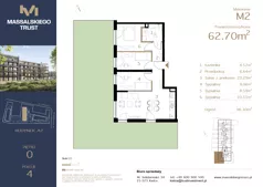 4 pokoje, mieszkanie 62,70 m², parter, oferta nr M2, Massalskiego Trust etap II, Kielce, Ślichowice, ul. Massalskiego