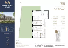 4 pokoje, mieszkanie 68,86 m², parter, oferta nr M8, Massalskiego Trust etap II, Kielce, Ślichowice, ul. Massalskiego