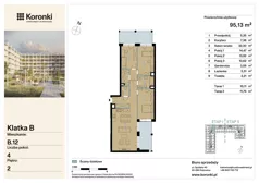 4 pokoje, mieszkanie 95,13 m², piętro 2, oferta nr B.12, Koronki Apartamenty Korfantego, Katowice, Wełnowiec-Józefowiec, al. Wojciecha Korfantego 125a