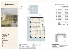 5 pokoi, mieszkanie 90,72 m², piętro 5, oferta nr A.70, Koronki Apartamenty Korfantego, Katowice, Wełnowiec-Józefowiec, al. Wojciecha Korfantego 125a
