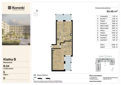 5 pokoi, mieszkanie 93,48 m², parter, oferta nr B.04, Koronki Apartamenty Korfantego, Katowice, Wełnowiec-Józefowiec, al. Wojciecha Korfantego 125a