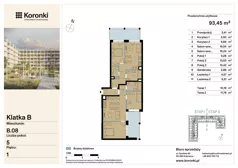 5 pokoi, mieszkanie 93,45 m², piętro 1, oferta nr B.08, Koronki Apartamenty Korfantego, Katowice, Wełnowiec-Józefowiec, al. Wojciecha Korfantego 125a