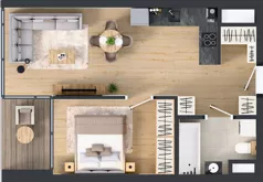 2 pokoje, mieszkanie 42,81 m², piętro 9, oferta nr M.68, O27 Apartamenty Opolska, Katowice, Śródmieście, ul. Opolska 27