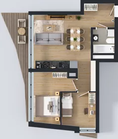 3 pokoje, mieszkanie 50,34 m², piętro 1, oferta nr M.03, Nowa Gwiazda, Katowice, Zawodzie, ul. Bogucicka