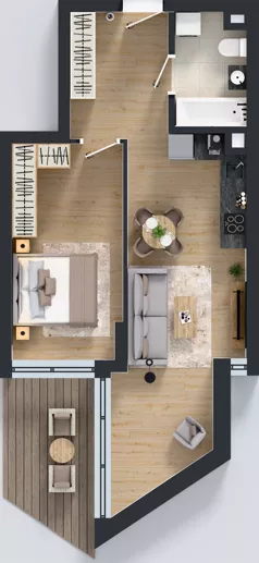 2 pokoje, apartament 47,98 m², piętro 1, oferta nr M.12, Nowa Gwiazda, Katowice, Zawodzie, ul. Bogucicka