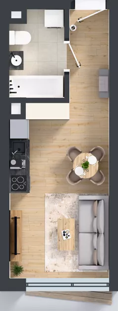 1 pokój, apartament 25,11 m², piętro 1, oferta nr M.15, Nowa Gwiazda, Katowice, Zawodzie, ul. Bogucicka