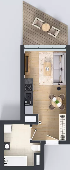1 pokój, apartament 25,98 m², piętro 1, oferta nr M.20, Nowa Gwiazda, Katowice, Zawodzie, ul. Bogucicka