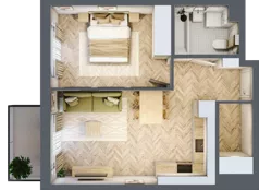 2 pokoje, mieszkanie 44,34 m², piętro 1, oferta nr 69, Rezydencja Świerkowa, Radom, Idalin, ul. Świerkowa 47